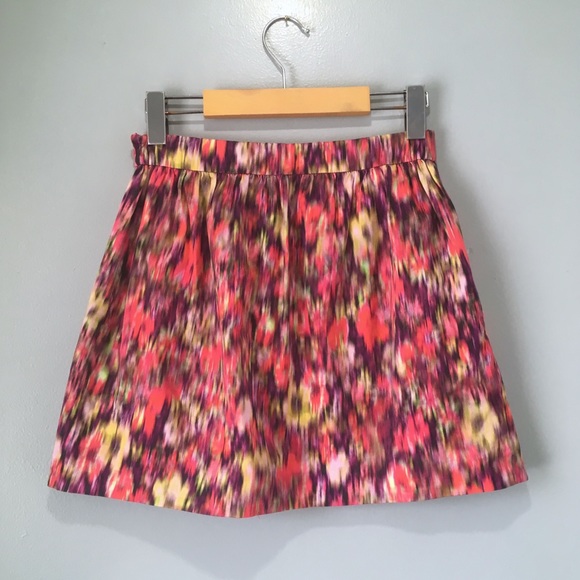 Zara Trafaluc Pink Floral Blur Ikat Patterned Skirt - Picture 8 of 8